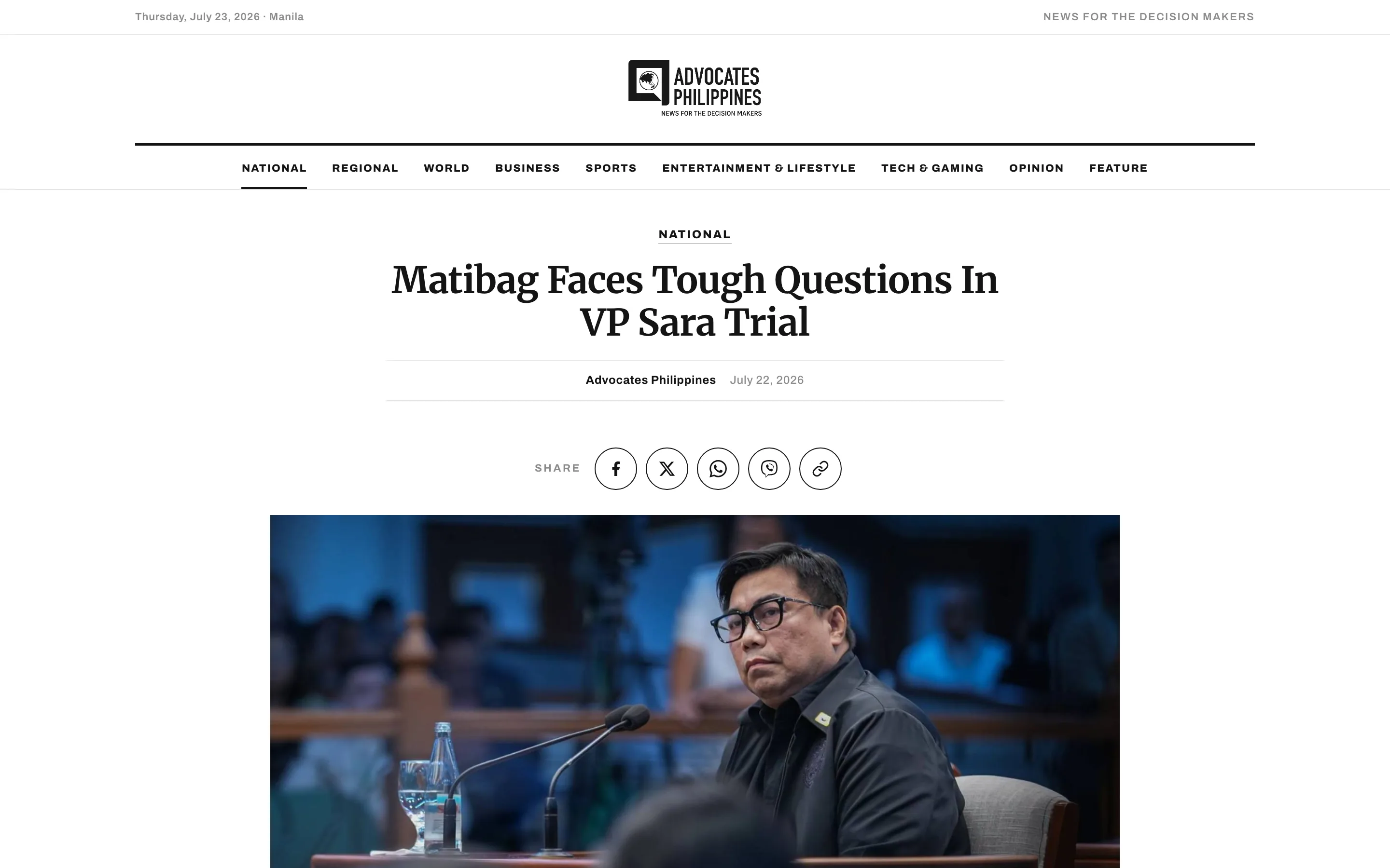 An article on Advocates Philippines, headline and text with nothing on top